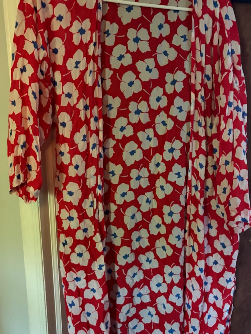 LOFT Red Floral Kimono CardiganEUC - Picture 2 of 4